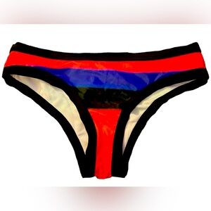 NWOT Black/Blue/Orange Striped US Size 14 Swimsuit Bottom